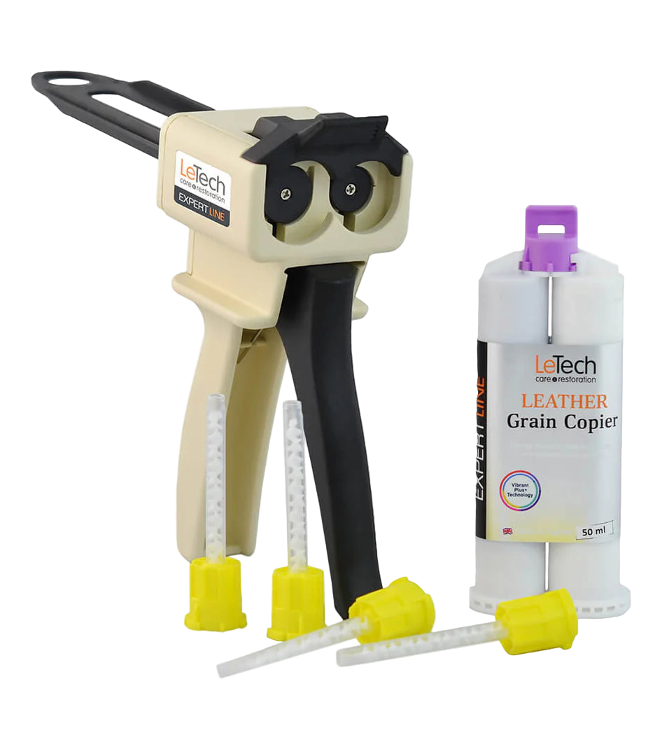 LeTech leather grain copying tool with a container on a white background