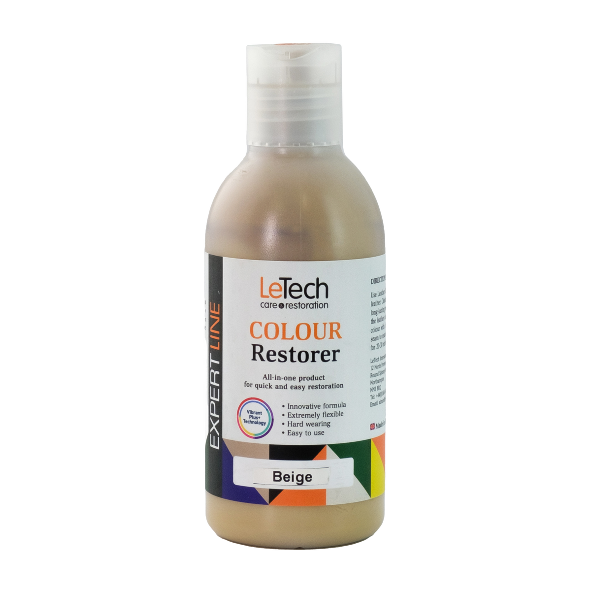 Bottle of LeTech Colour Restorer on a white background