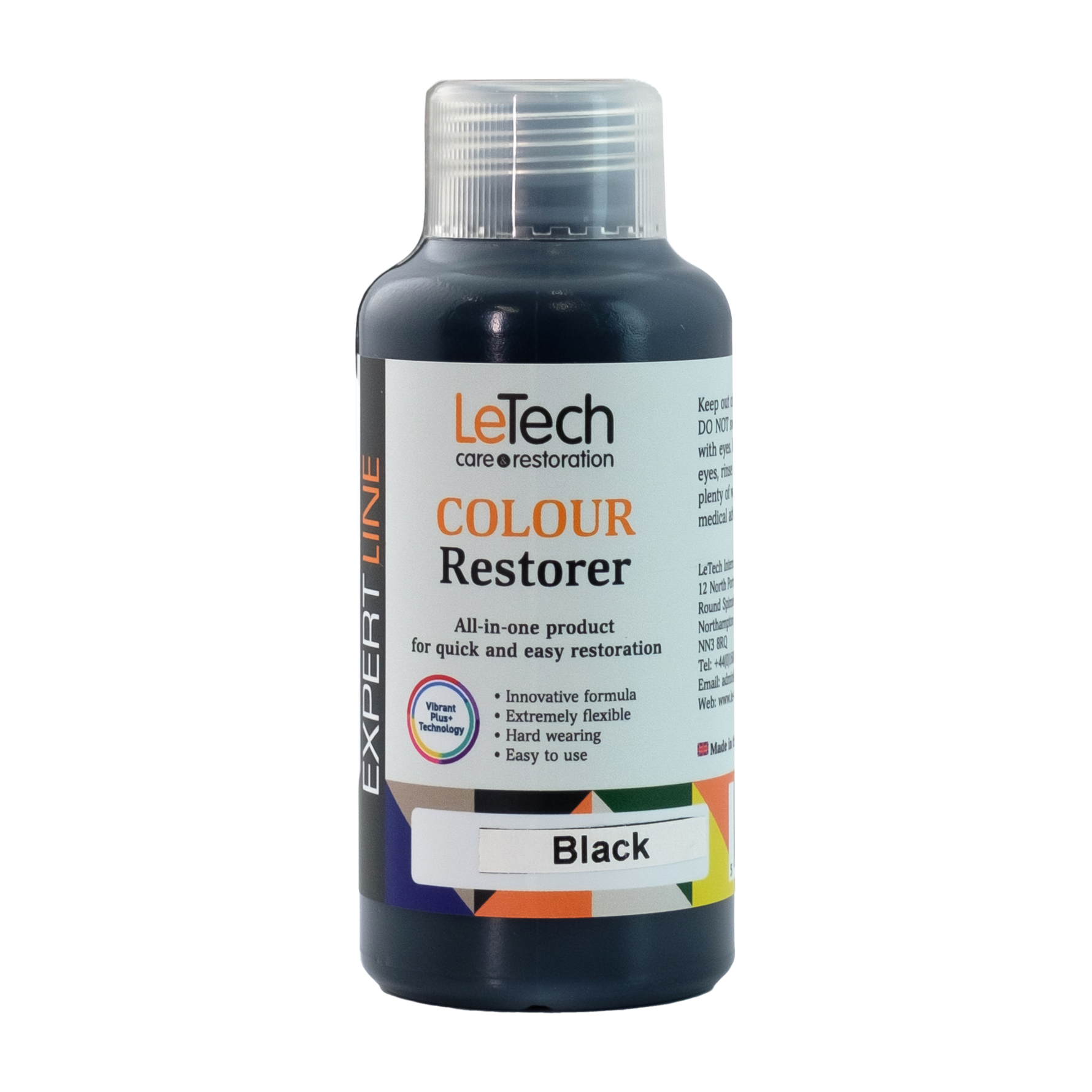 LeTech Colour Restorer bottle for black restoration on a white background