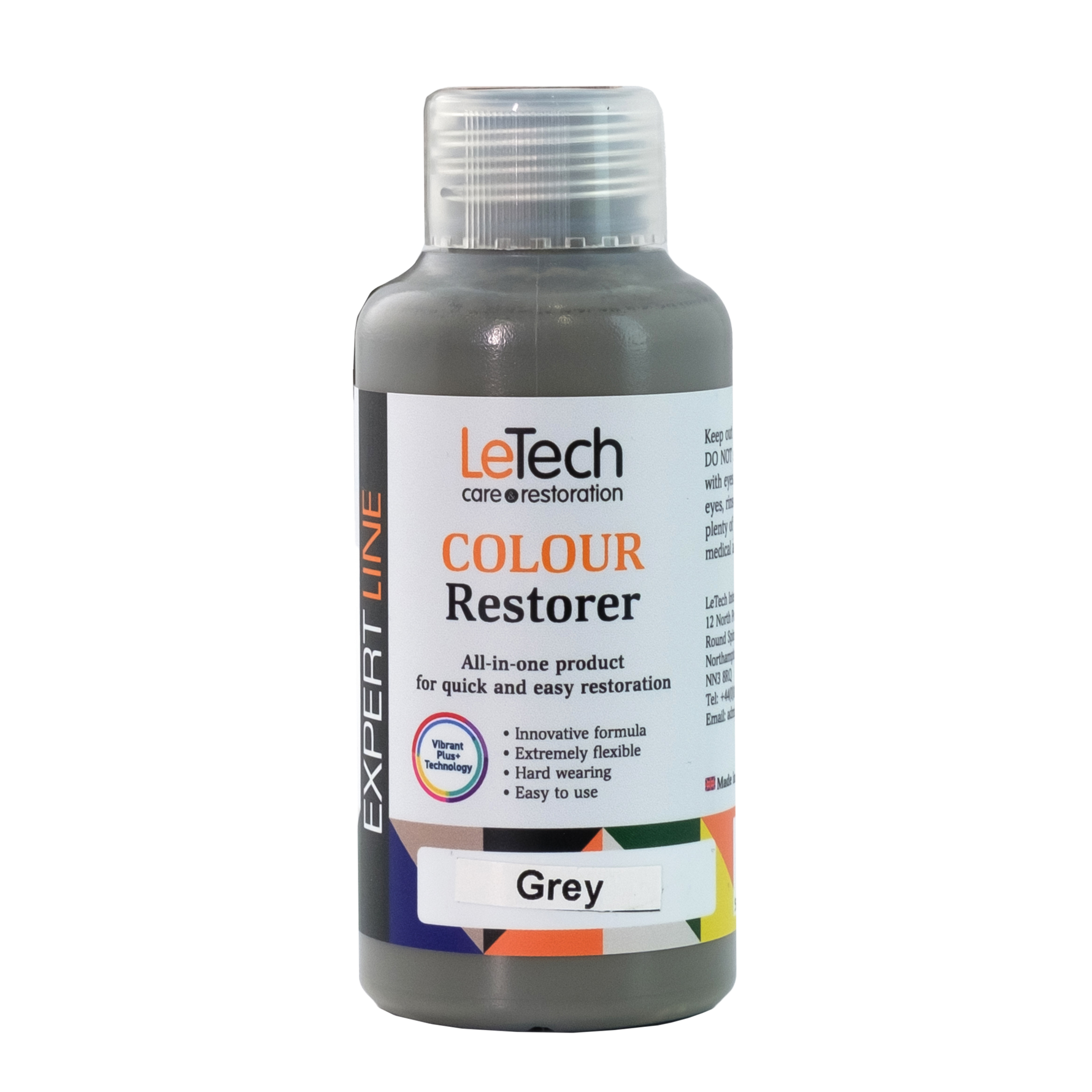 Bottle of teTech Colour Restorer for grey on a white background
