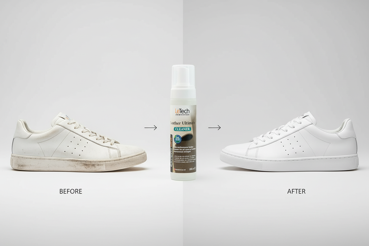 Leather Ultimate Cleaner - До/После на белых кроссовках