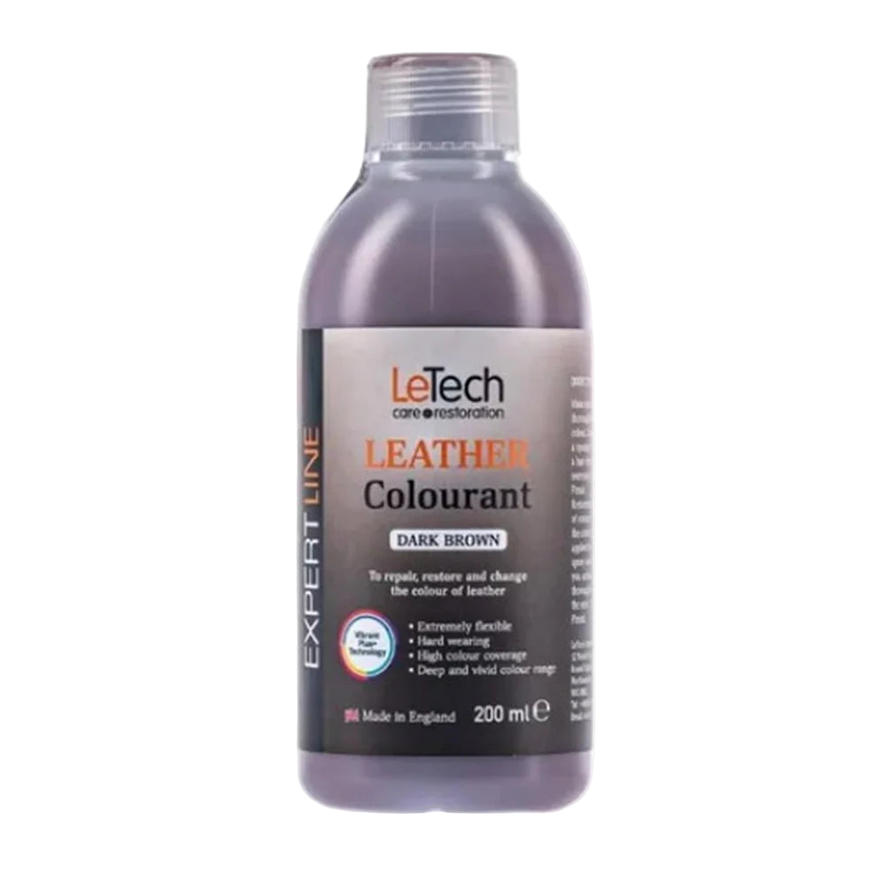 LeTech leather colourant bottle for dark brown on a white background