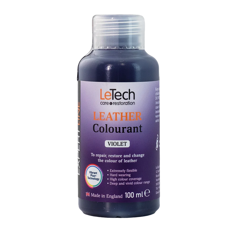 LeTech leather colourant bottle for violet color on a white background