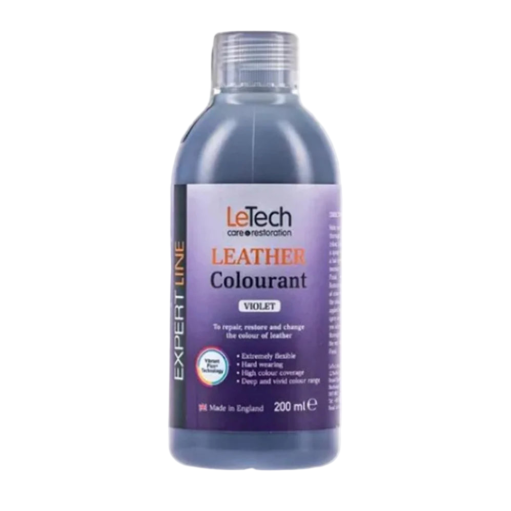 LeTech Leather Colourant bottle for violet color on a white background