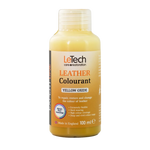 LeTech leather colourant bottle with yellow oxide on a white background