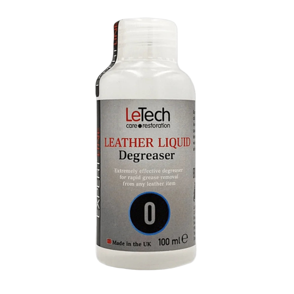 LeTech leather liquid degreaser bottle on a white background