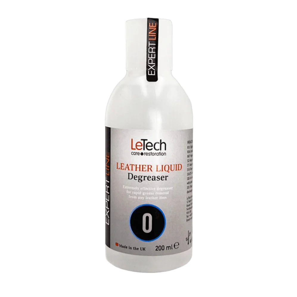 LeTech leather liquid degreaser bottle on a white background