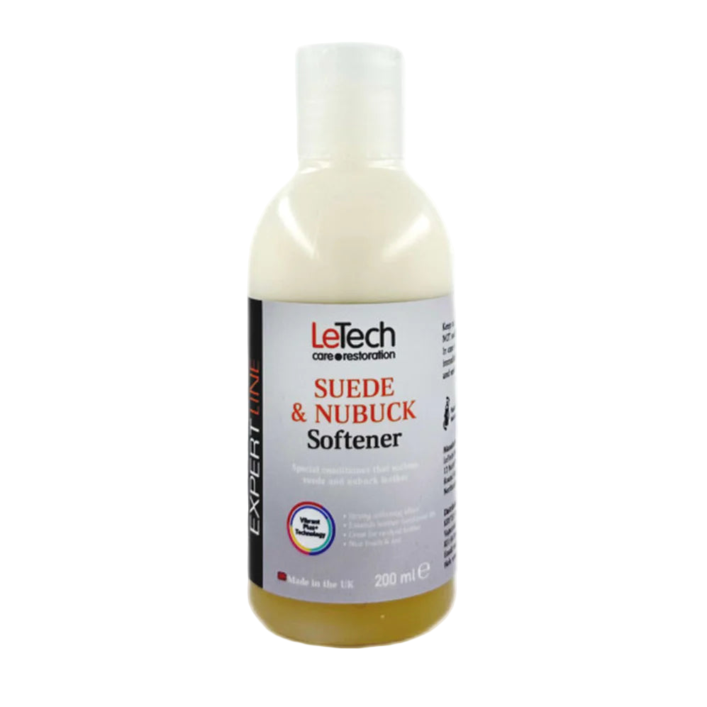Bottle of LeTech Suede & Nubuck Softener on a white background